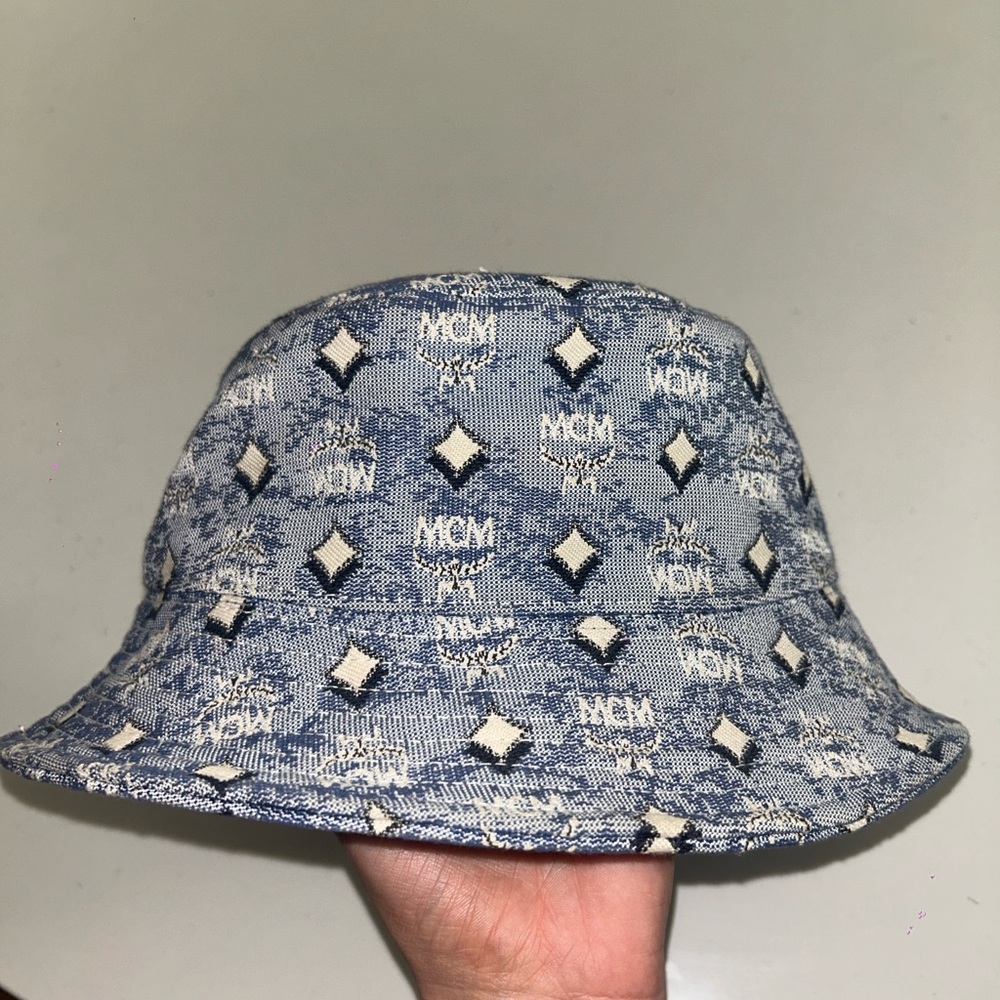 MCM Denim Monogram Bucket Hat